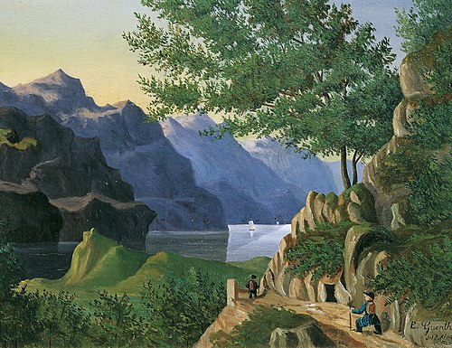 Bergsee mit Wanderer, , E. Guenther