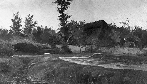 Zandweg met een beekje bij een schuur, 1899, Henricus Johannes Melis