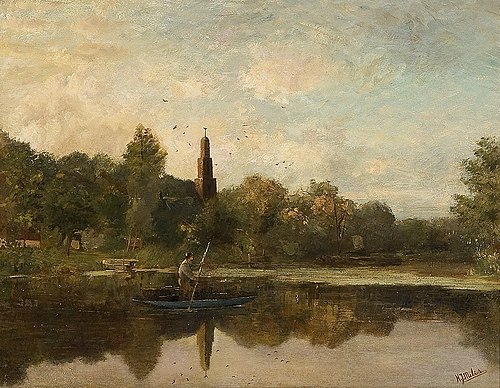 Een vijver bij een stad, 1899, Henricus Johannes Melis