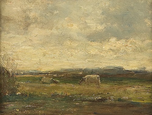 Landschap met twee koeien, 1899, Henricus Johannes Melis