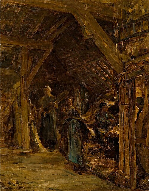 Women Stripping Flax, 1890, Henricus Johannes Melis