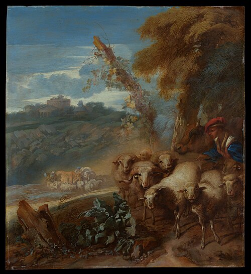 Roman Landscape with a Shepherd and Sheep, 1648, Giovanni Benedetto Castiglione