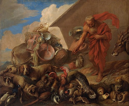 Noah mit den Tieren vor der Arche, 1650, Giovanni Benedetto Castiglione