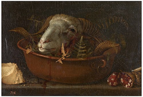 Still life with ram head, 1601, Giovanni Benedetto Castiglione