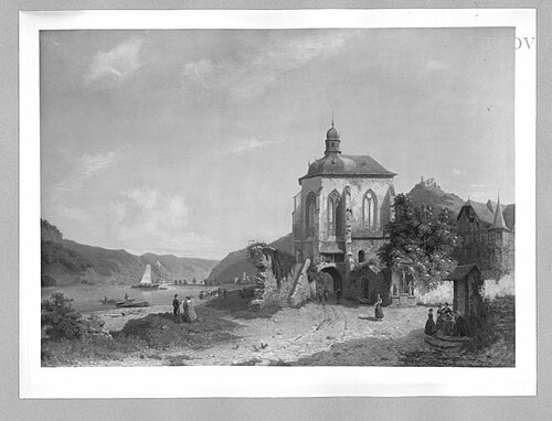 Landschaft mit Kirche und Figuren, 1860, Adolf Rudolf Holzhalb