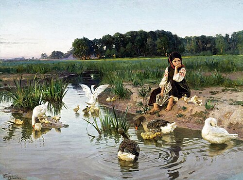 Ukraine. A Girl with Geese, 1892, Nikolai Bodarevsky