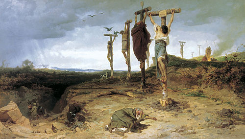 The damned box. Place of execution in ancient Rome. The crucified slaves. the year 1878., 1878, Fyodor Bronnikov