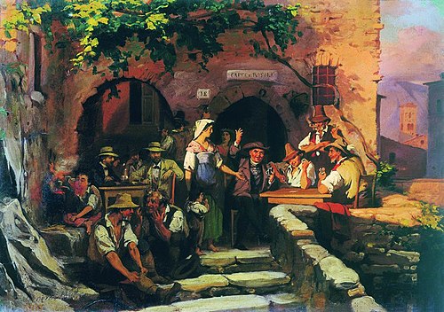 Italian Tavern, 1858, Fyodor Bronnikov