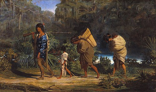 Louisiana Indians Walking Along a Bayou, 1847, Alfred W. Boisseau
