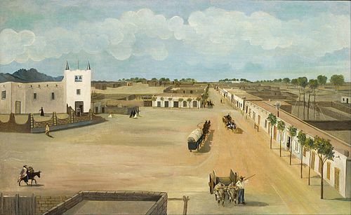 Old Mesilla Plaza, 1885, Léon Trousset