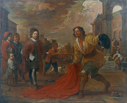 Un boig estén la capa perquè hi passi per sobre sant Francesc nen, 1730, Antoni Viladomat i Manalt