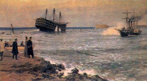 The sinking of the ships of the Black Sea Fleet on the Sevastopol roadstead on September 11, 1854, 1906, Ivan Alekssevich Vladimirov