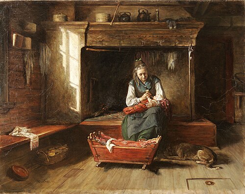 Little One Being Fed, 1874, Adolf von Becker