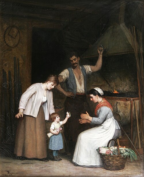 At the Smithy, 1885, Adolf von Becker