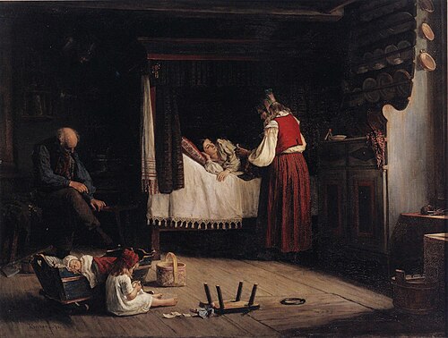 På sjkukbädden, 1874, Adolf von Becker