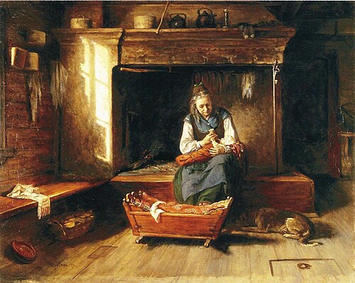Pienokaista syötetään, 1874, Adolf von Becker