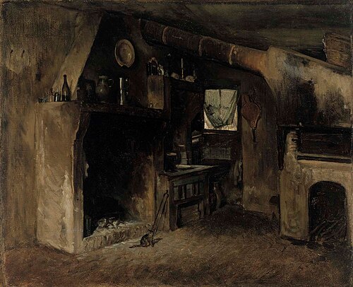 Interiör från ett franskt bondhem, , Adolf von Becker