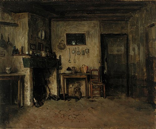 Interiör från ett franskt bondhem, 1868, Adolf von Becker