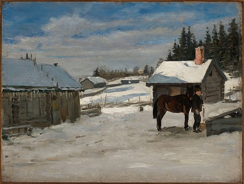 Hästen vattnas, 1879, Adolf von Becker