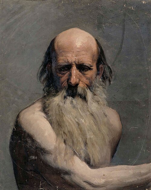 Halvfigur av en gammal man (akademisk studie), 1863, Adolf von Becker
