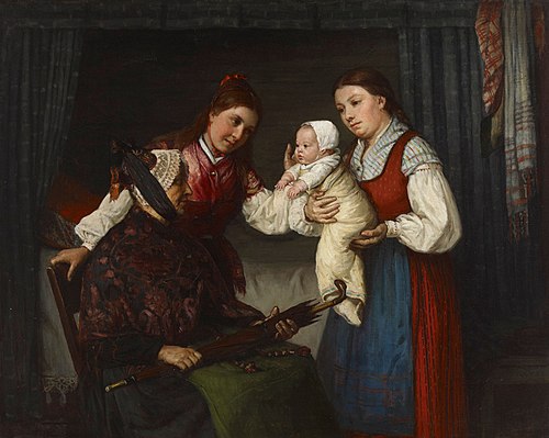 Presenting the Baby, 1875, Adolf von Becker