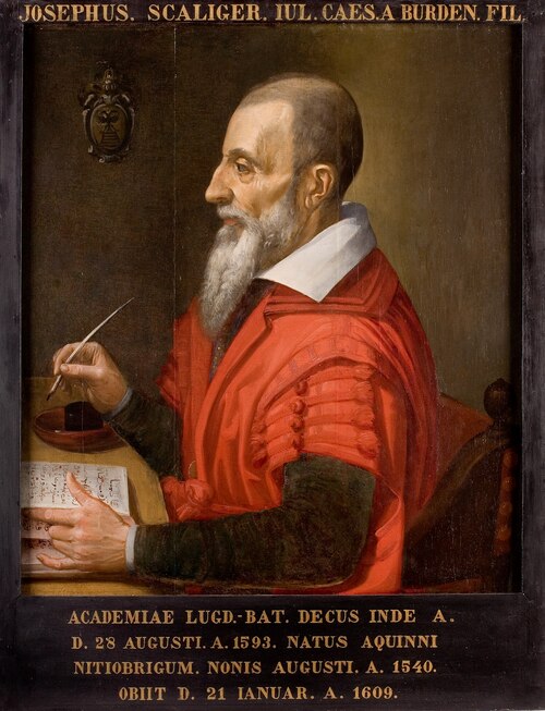 Portret van Josephus Justus Scaliger, hoogleraar Latijn, Oudheden en Historie te Leiden, 1608, Jan Cornelisz. van 't Woudt