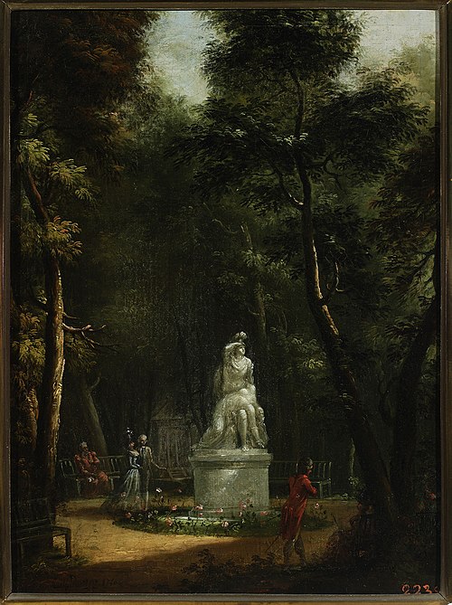 Le Parc des Bains Royaux avec une statue de Tancrède et Clorinde., 1790, Kazimierz Wojniakowski