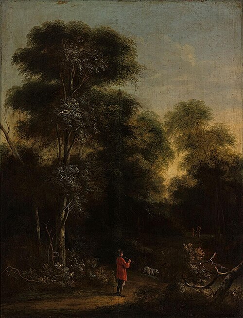 Bos met jager en honden, 1675, Willem Hendriksz Verboom