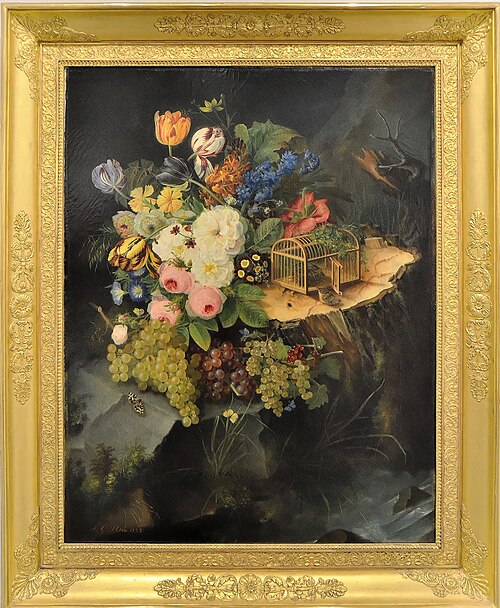 Nature morte à la cage d'oiseau, 1829, Jean-Georges Hirn