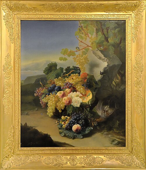 Fruits sur fond de paysage, 1900, Jean-Georges Hirn