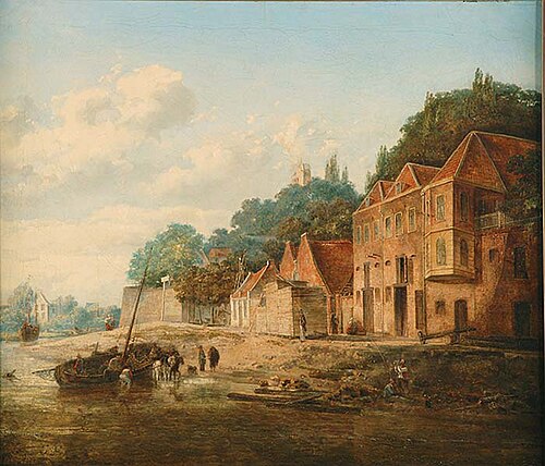 Gezicht op de Waalkade in Nijmegen, 1853, Peter Martinus Post