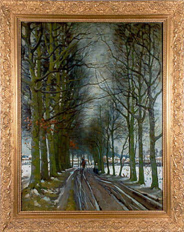 Rielerweg met sneeuw., 1900, Bartus Korteling