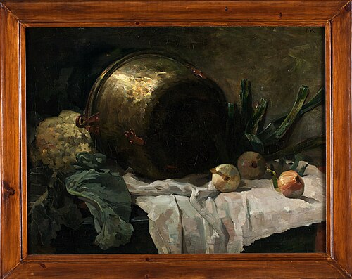 Stilleven met koperen pan, 1900, Bartus Korteling