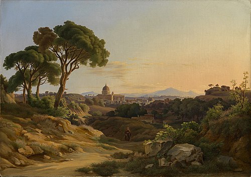 Blick auf Rom mit Sankt Peter von der Villa Doria-Pamphill, 1840, Georg Köbel