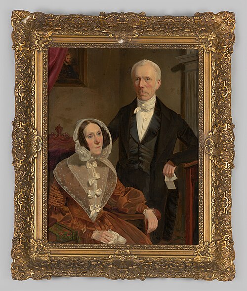Double portrait of probably Adriaan Carel Visscher Bouricius (....-1852) and Charlotta Sara von Carn, 1843, Henri Krienen