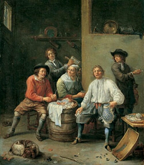 Peasants at their meal, 1650, Adriaen Rombouts
