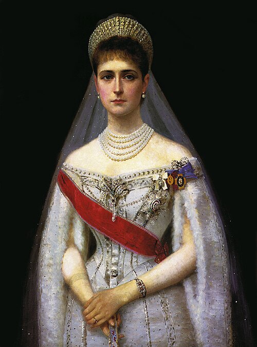 Alekszandra Fjodorovna orosz cárné, született Alix hesseni hercegnő orosz díszruhában, 1894, Ilya Savich Galkin