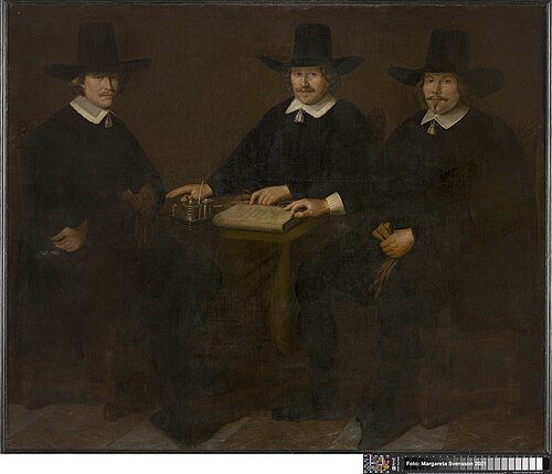 Drie regenten van het Burgerweeshuis te Alkmaar, 1653, Dirck Metius