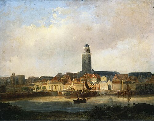 Gezicht op Deventer vanaf de overkant van de IJssel, 1862, Arnoldus Antonius Christianus van 't Zant