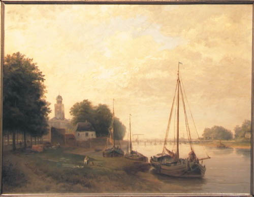 Schilderij van IJsseloever te Deventer, 1885, Arnoldus Antonius Christianus van 't Zant