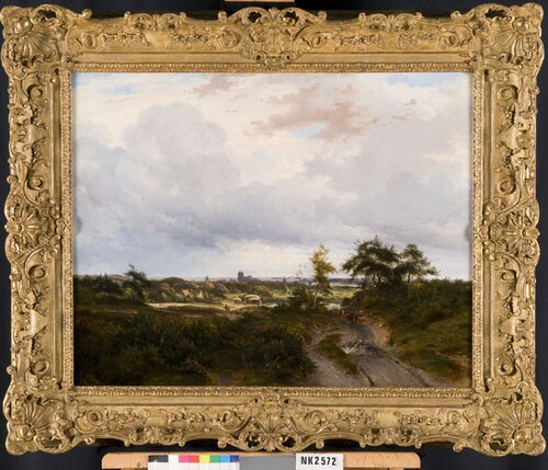 Landscape with town in background, 1845, Johannes van Ravenswaay