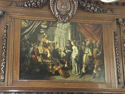Schoorsteenstuk, met voorstelling van Scipio en de bruid van Numantia., 1653, Dirk Hardenstein