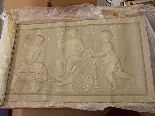 Linnen rol met putti.(witjes)., 1890, Johan Bokhorst