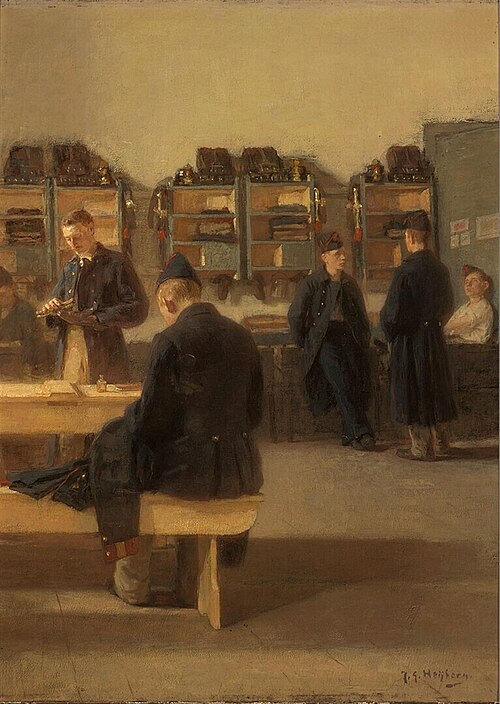 Soldaten in een kazerne, 1915, Johannes Gerardus Heijberg