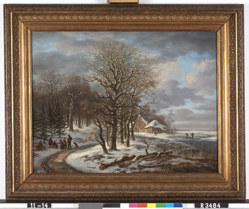 Landschap met boerderij aan de rand van een bos, 1841, Anthony Jacobus Offermans