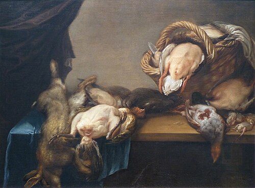 Nature morte avec volailles et oiseaux, 1650, Carel Hardy
