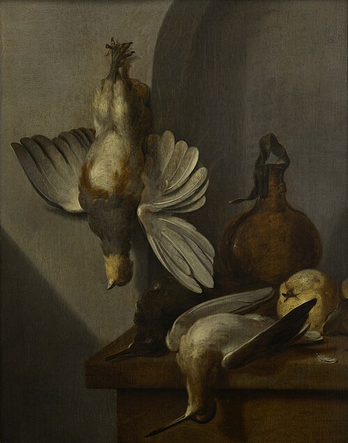 Stilleven met vogels, 1643, Matheus Bloem