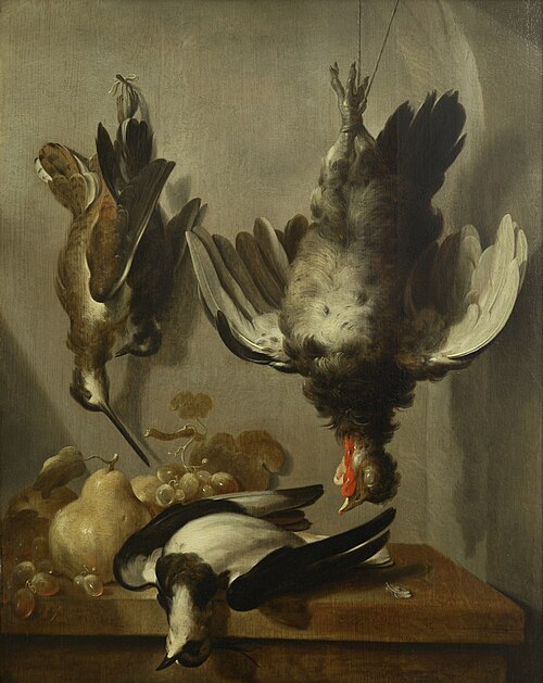 Stilleven met vogels, 1643, Matheus Bloem