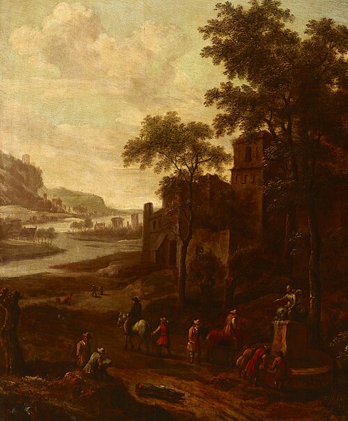Landscape with a Group of Wanderers, 1665, Jan Blom