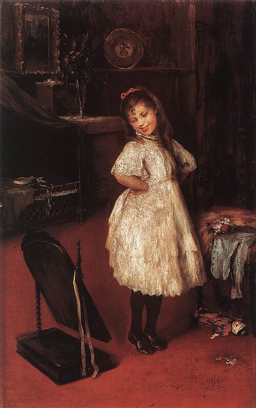 Young Girl at the Mirror, 1890, Artúr Lajos Halmi